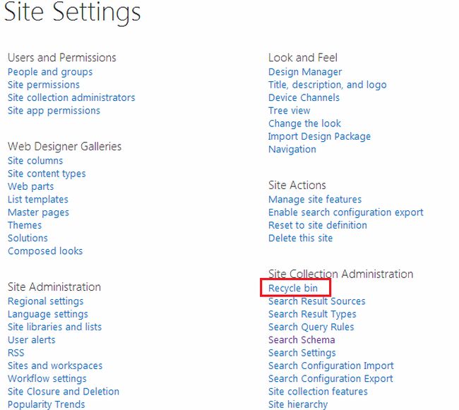 site setting in sharepoint